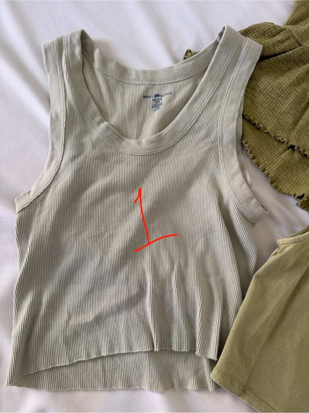 Brandy Melville Women's Ribbed Tank Top - Sage Green